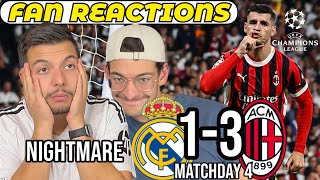 🚨UCL FAN REACTIONS WEAK and POWERLESS MADRID LOSE AT HOME vs AC MILAN 31 to CONTINUE WORST WEEK [upl. by Ivanah]