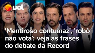 Mentiroso contumaz ‘melhor respeitar a democracia do que apanhar’ veja frases do debate da Record [upl. by Ahsienat]