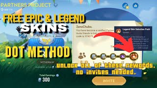 Dot method trick for partners project HOK easily get all the rewards with epic amp legend skin [upl. by Acyssej192]