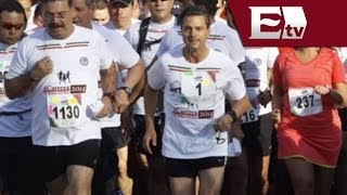 Peña Nieto participa en la 4ª Carrera del Molino del Rey  Titulares con Gloria Contreras [upl. by Wilona]