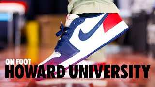 ON FOOT Nike Air Jordan 1 Low Howard University Schopes 4K HQ2993 100 [upl. by Oloap949]