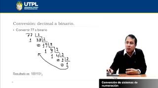 UTPL CONVERSIÓN DE SISTEMAS DE NUMERACIÓN CCEELÓGICA MATEMÁTICA [upl. by Mitzi]