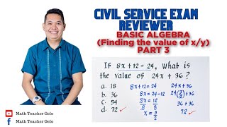 CIVIL SERVICE EXAM REVIEWER  BASIC ALGEBRA Finding the Value of X or Y  PART 3 [upl. by Liberati]