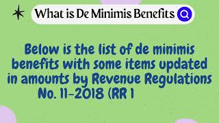 List of De Minimis Benefits RR No 112018 A to D [upl. by Ciredec]