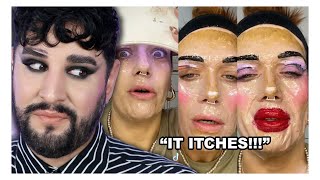 Stupid TikTok challenge FULL FACE OF GEL NAIL POLISH  Pro MUA reacts [upl. by Rombert]