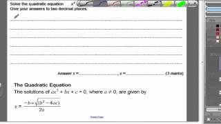 Quadratic Formula 2 GCSE Higher Maths Exam Qs 6 [upl. by Chavey]