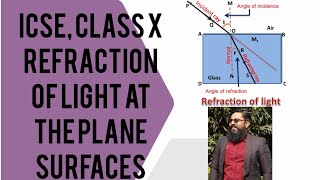 ICSE CLASS10 PHYSICS quotREFRACTION OF LIGHT THROUGH THE PLANE SURFACES [upl. by Ludvig277]