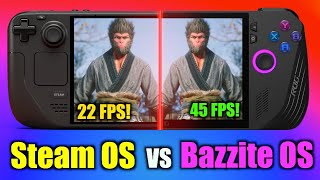 SteamOS vs Bazzite  Gaming Performance Test Steam Deck vs ROG Ally X [upl. by Loughlin]