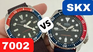 Seiko SKX vs 7002 comparison review SKX 009 vs 70027039 Better Seiko diver watch [upl. by Einaj]