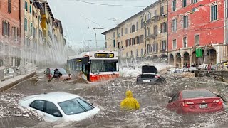 Italy went underwater Heavy flooding sweeps away cars and people in Catania Sicily Europe [upl. by Namreh]