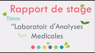 quotRapport de syage quotLaboratoir dAnalyses Medicales [upl. by Husein]