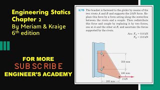 273  Engineering Statics  Force couple System  Engineers Academy [upl. by Beekman]