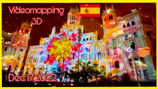 VIDEO MAPPING 3D EN PALACIO DE CIBELES 2022  NAVIDEÑO MADRID 🇪🇸 Cherich TV [upl. by Wiencke]