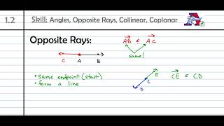 12 Notes  Angles Opposite Rays Collinear Coplanar [upl. by Itirahc206]