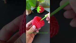 make cute little strawberries with a fruit net lets make it handmadediy shorts [upl. by Eirrac]