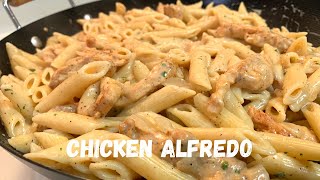 Lazy Creamy Chicken Alfredo Pasta Recipe  Alfredo From A Jar [upl. by Jablon946]