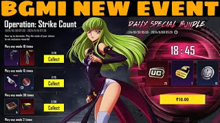 GET 25UC IN 10 RS DAILY 😍 BGMI NEW EVENT  BGMI X CODE GEASS FREE EVENTS  DAILY SPECIAL BUNDLE BGMI [upl. by Burton]