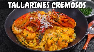 Cocinando Tallarines cremosos con camarones  Abelca [upl. by Sarine]