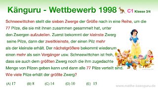 C1 🦘 Känguru 1998 🦘 Klasse 3 und 4  Wie viele Pilze erhält der größte Zwerg [upl. by Aivlis]