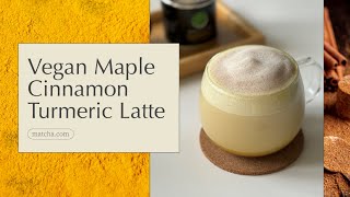 Vegan Maple Cinnamon Turmeric Latte  a dairyfree and comforting drink recipe for autumn [upl. by Anaiv]