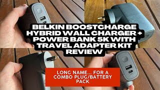 Belkin BoostCharge Hybrid Wall Charger  Power Bank 5K with Travel Adapter Kit Review [upl. by Oetomit948]