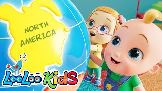 Seven Continents 🌍 1 HOUR Nursery Rhymes  Discover and learn through music by LooLoo Kids [upl. by Naerol]