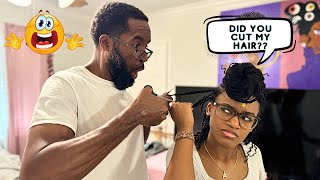 Did He Cut Her Hair 👀✂️ Dad try to help his daughter take her braids out but he makes a big mistake [upl. by Terrel]