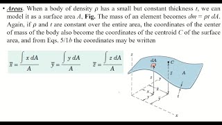 Engineering Mechanics Statics Lecture 15 b  Centroids of lines  Areas  Volumes [upl. by Sedaiuqlem]