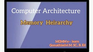 Memory Hierarchy in Computer Architecture tamil [upl. by Adamek]