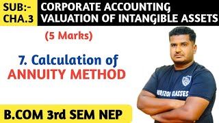 7 ANNUITY METHOD OF GOODWILL  VALUATION OF INTANGIBLE ASSETS FOR BCOM 3rd SEM NEP SYLLABUS  CA [upl. by Siradal273]