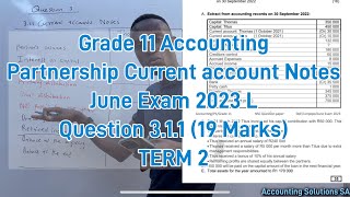 Grade 11 Accounting Term 2  Paper 1  Partnership Current account Notes  June 2023 Exam paper [upl. by Raasch841]