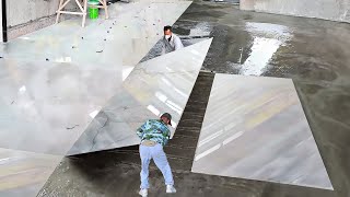 How They Install Large Marble Tiles Inside New Building [upl. by Solana595]