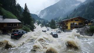 Torrential rainfall brings massive flood and landslides to St Anton am Arlberg in Tyrol Austria [upl. by Mildred]