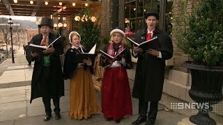 Christmas in Bethlehem PA  Olde Towne Carolers on news [upl. by Yellek]