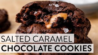 Salted Caramel Dark Chocolate Cookies  Sallys Baking Recipes [upl. by Anitan174]