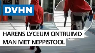 Harens Lyceum ontruimd Politie houdt man met neppistool aan [upl. by Ofloda26]