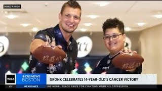 Teenage cancer survivor meets Rob Gronkowski through MakeAWish [upl. by Elamaj594]