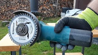 Cutting wood with an Makita angle grinder and saw blade [upl. by Hynda]