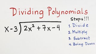 Dividing Polynomials The Long Division Method [upl. by Aerdnod807]