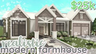 25k REALISTIC bloxburg modern farmhouse  house build  1 story  WITH VOICE [upl. by Ahsanat384]