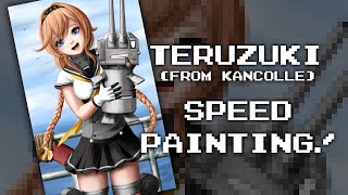 Teruzuki KanColle  Speed Painting [upl. by Odlareg]