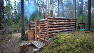 24 Hours in the Wild Moose Surround My Log Cabin Build Installing Floors amp Stove [upl. by Jessen]