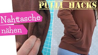 Nahttaschen nähen  Taschen an Pulli nähen  Pulli Hacks  Nähanleitung  mommymade [upl. by Aicemat]