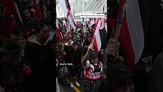 Tens of thousands of marchers crowded the streets in New Zealands capital Wellington on Tuesday [upl. by Shields]