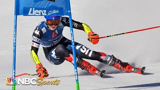 Mikaela Shiffrin holds on for World Cup giant slalom win in Lienz Austria  NBC Sports [upl. by Ewens]