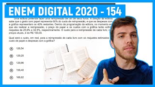 🛑Questão 154 Enem DIGITAL 2020  PORCENTAGEM E EQUAÇÃO  Uma editora pretende fazer uma reim [upl. by Yhtomot144]