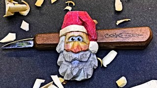 How to Carve a Super Simple Santa Ornament One Knife Full Woodcarving Tutorial [upl. by Kecaj]