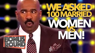 FAMILY FEUD We Asked 100 Married Women VS Men With Steve Harvey [upl. by Barker]