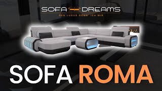 Sofa Dreams Stoff Wohnlandschaft Roma I Moderne Designer Couch mit Lichteffekten [upl. by Tirrag]