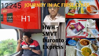 Journey in 12245 HOWRAH to SMVT BENGALURU DURONTO EXP1st AC Coupe Cabin amp Food durontoexpress [upl. by Reyaht]